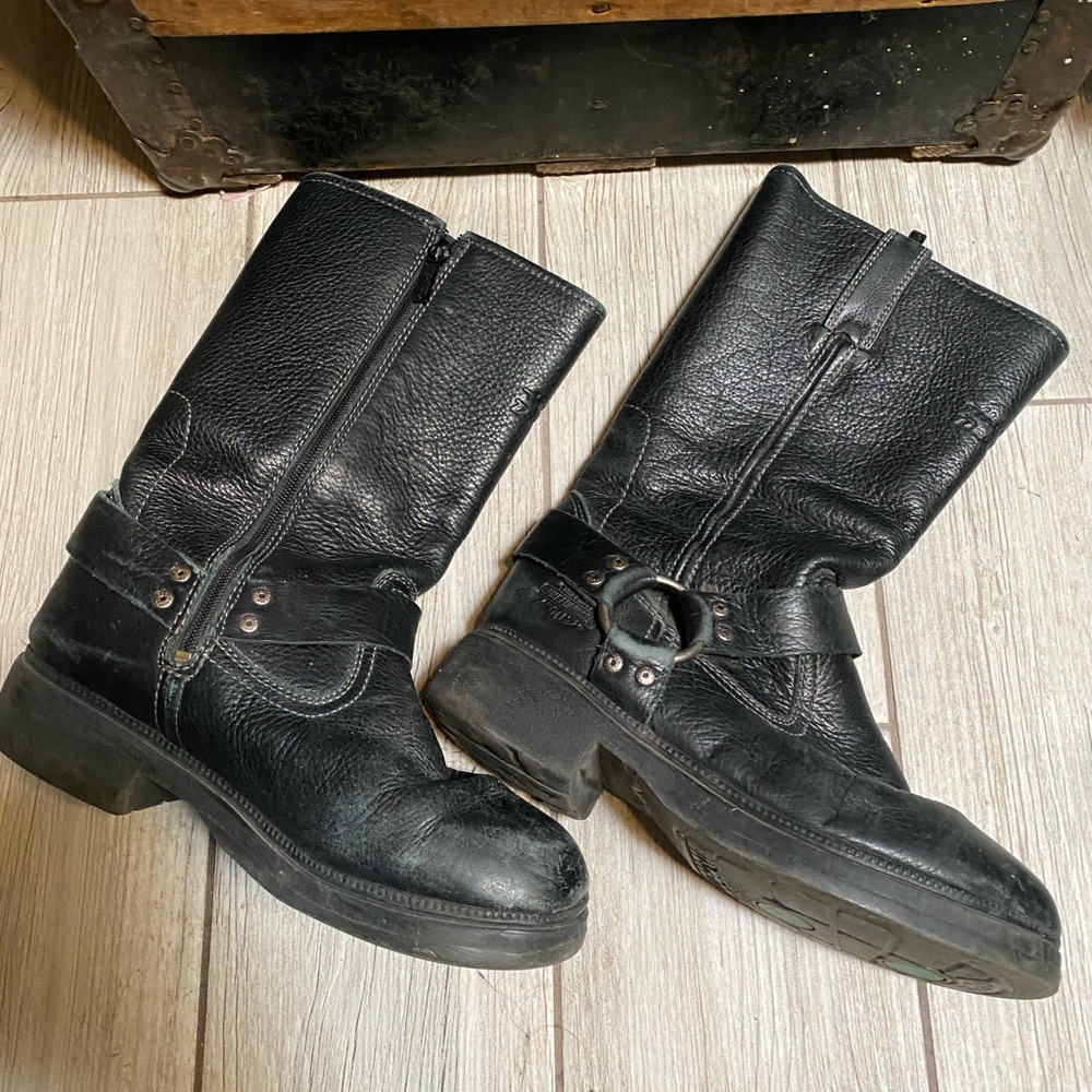 Harley-Davidson Black Leather Motorcycle Boots